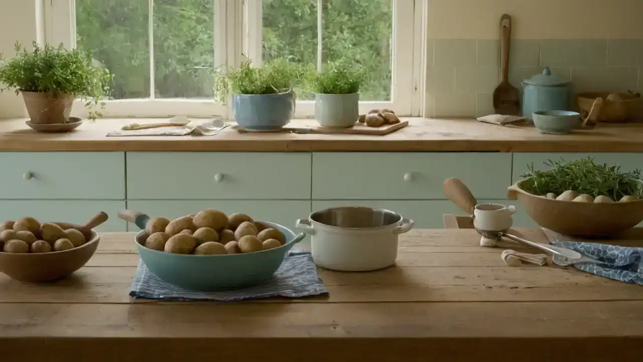 Luz cálida ilumina cocina acogedora