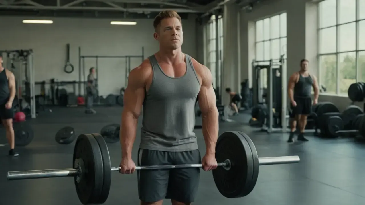 Atleta concentrado en un gimnasio reluciente