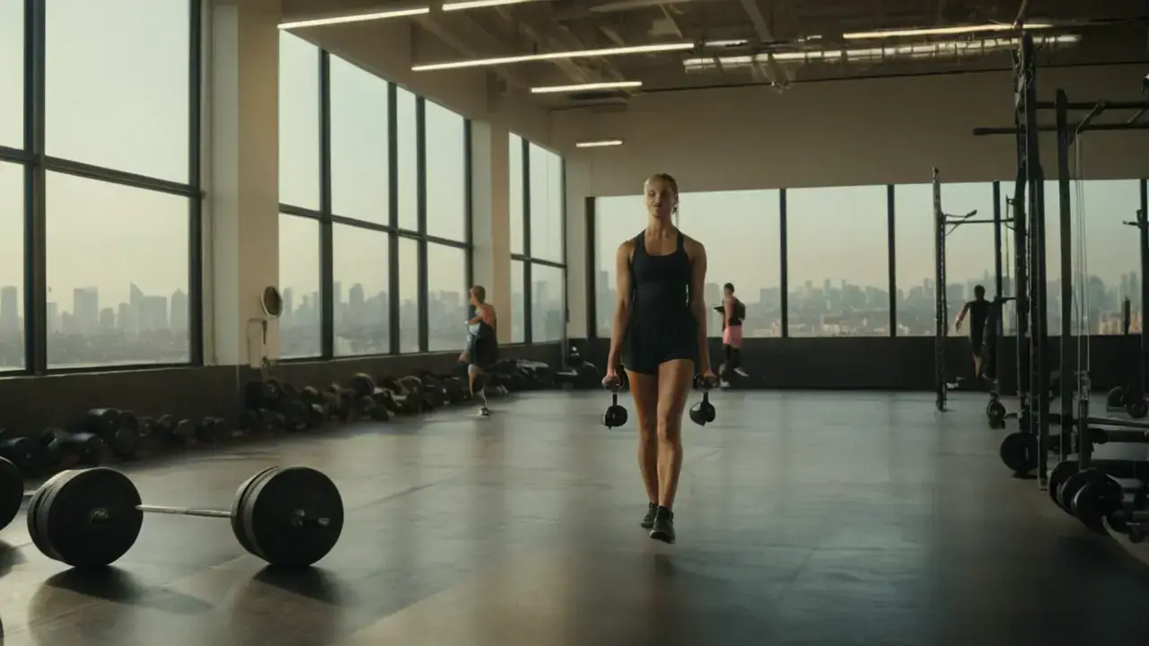 Atleta en gimnasio, luz y fuerza