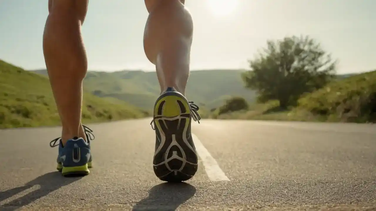 Ciclista entrenando en paisaje nublado