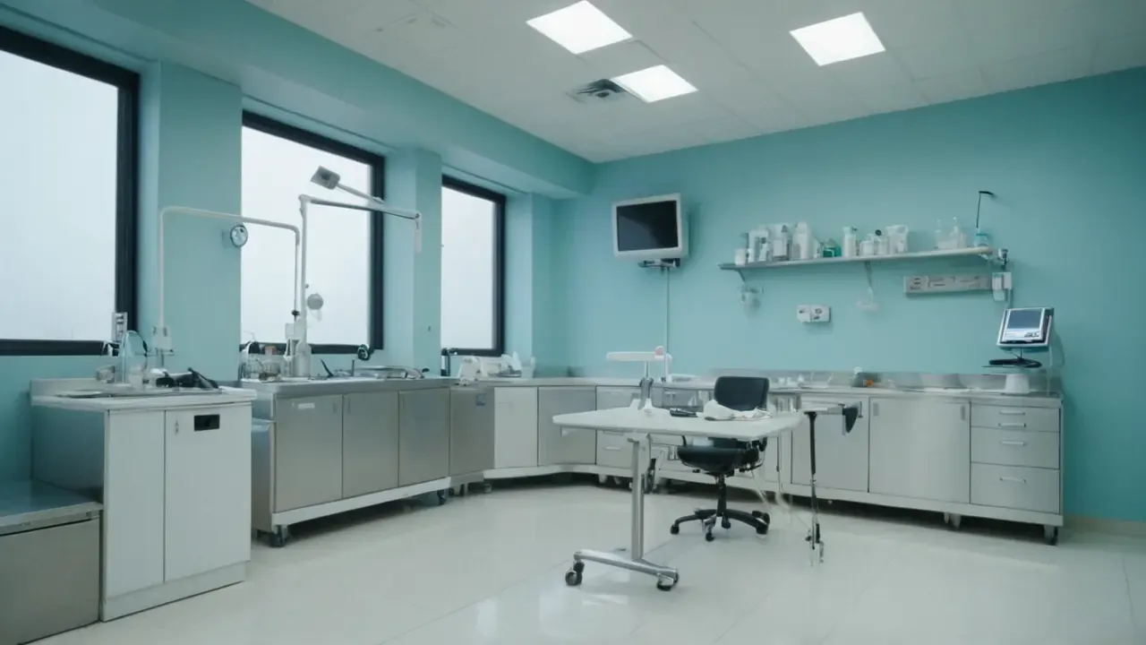 Examen médico realista en laboratorio silencioso