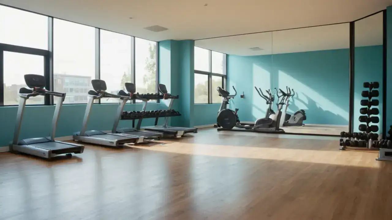Gym: espacio detallado, luz y movimiento