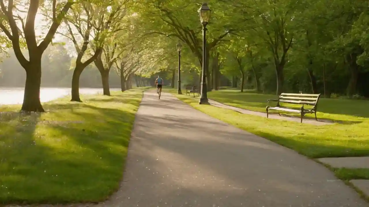 Parque urbano, luz y movimiento sereno