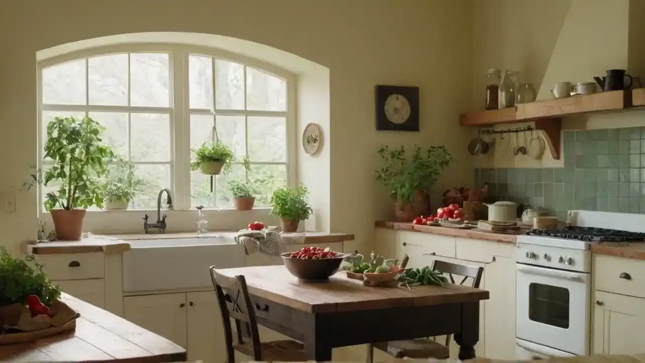 Luz cálida, cocina rústica y vida tranquila