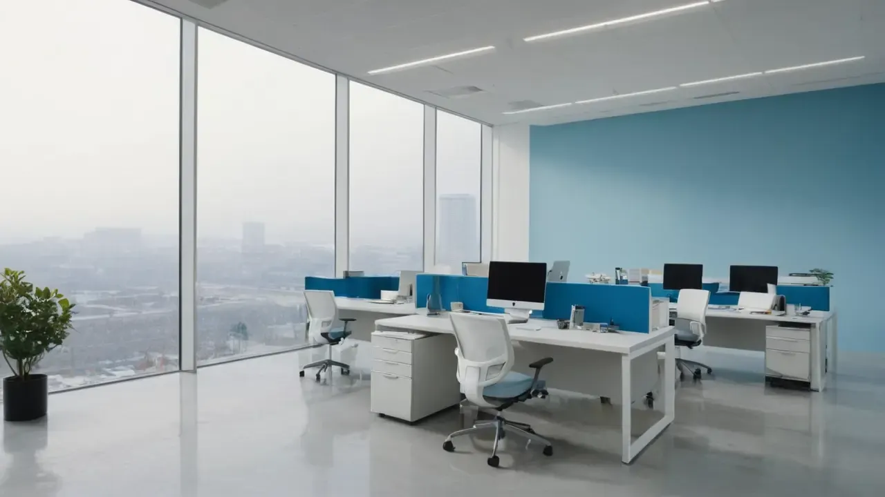 Espacio de oficina moderno y sereno