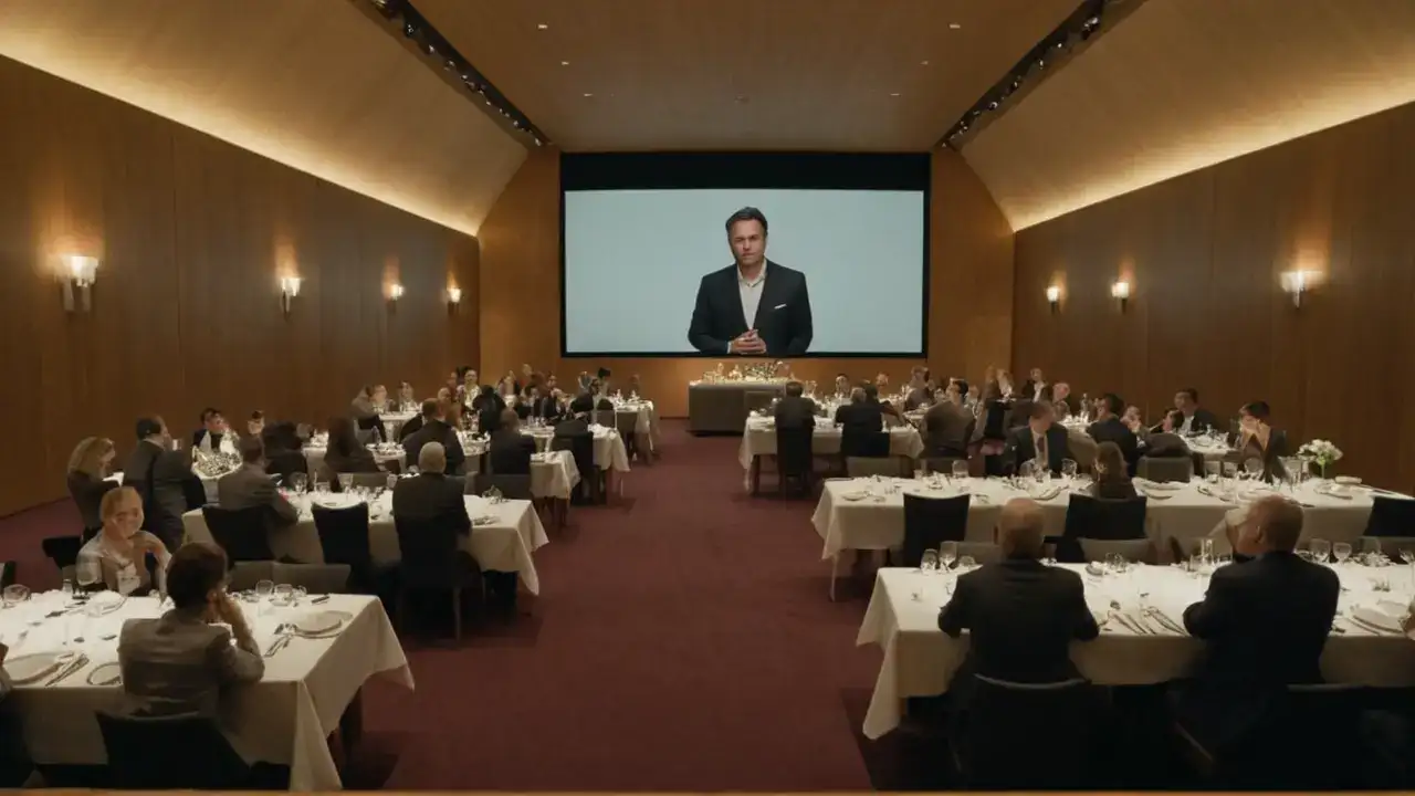 Eleganza discreta en evento iluminado