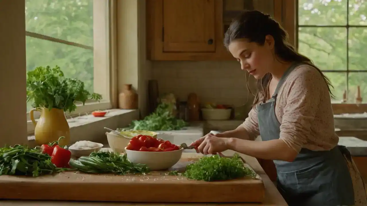 Luz cálida y cocina acogedora
