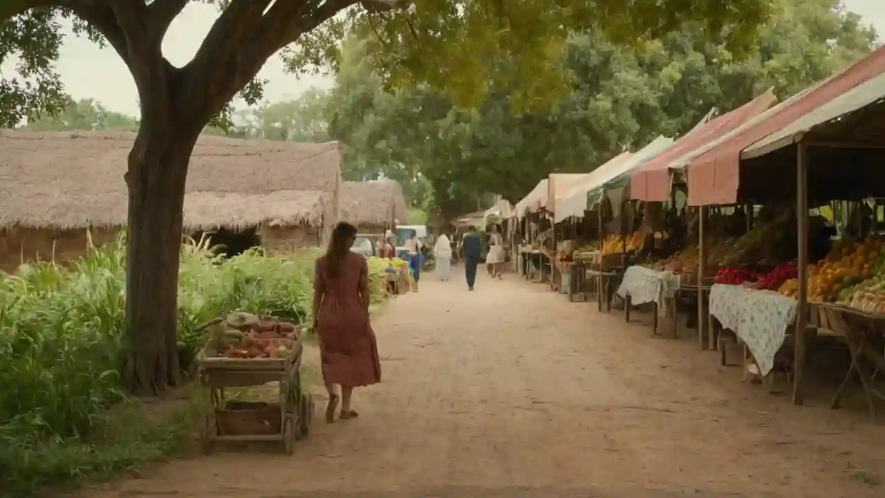 Mercado bullicioso, colores y vida