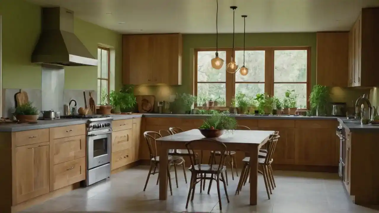 Luz cálida y cocina acogedora