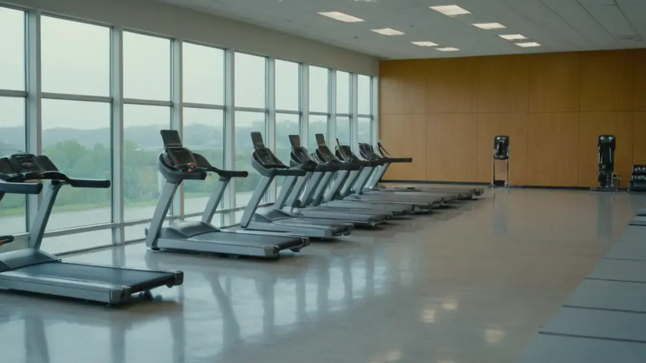 Gimnasio amplio, luz y movimiento