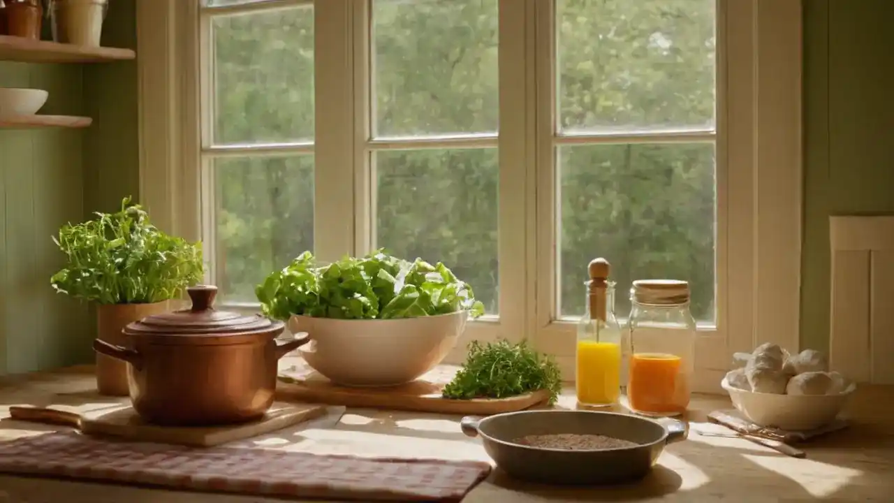 Luz cálida revela cocina acogedora y vibrante