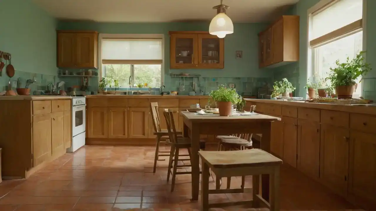 Iluminación suave, cocina relajada y natural