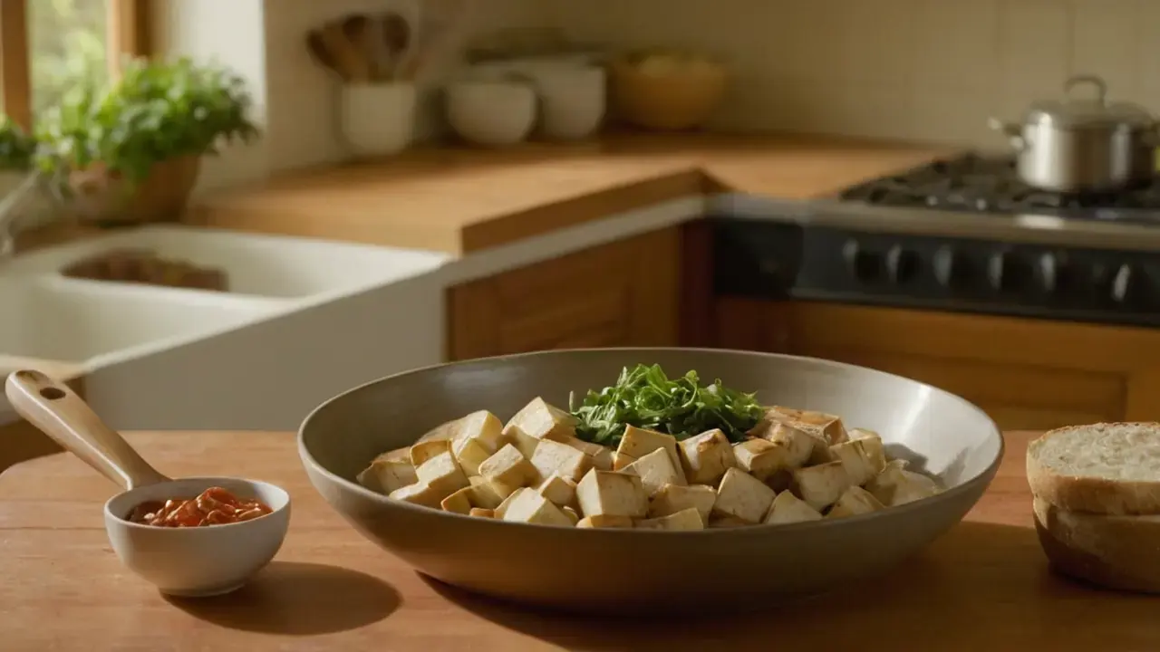 Luz cálida ilumina cocina rústica y calma