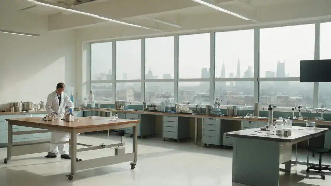 Laboratorio científico: orden, luz y estudio