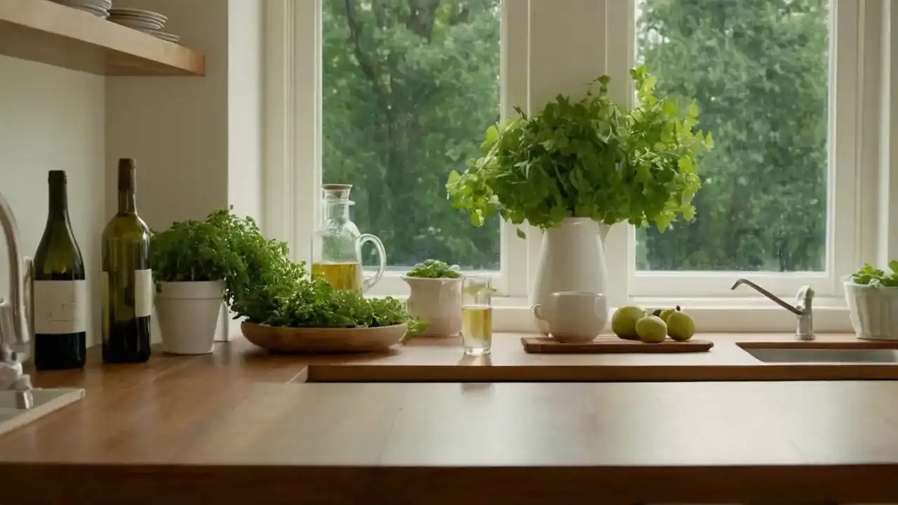 Luz natural ilumina cocina moderna tranquila