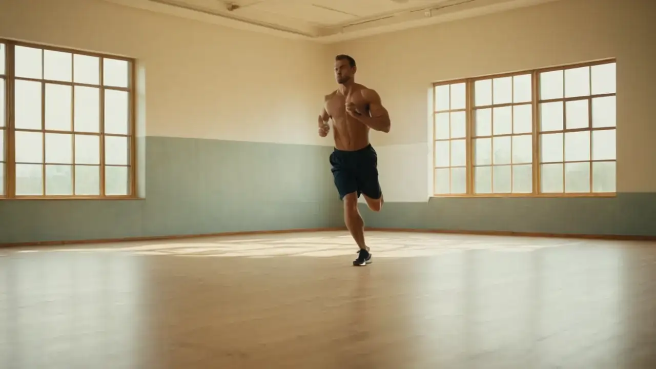 Atleta intenso, movimiento controlado y poder